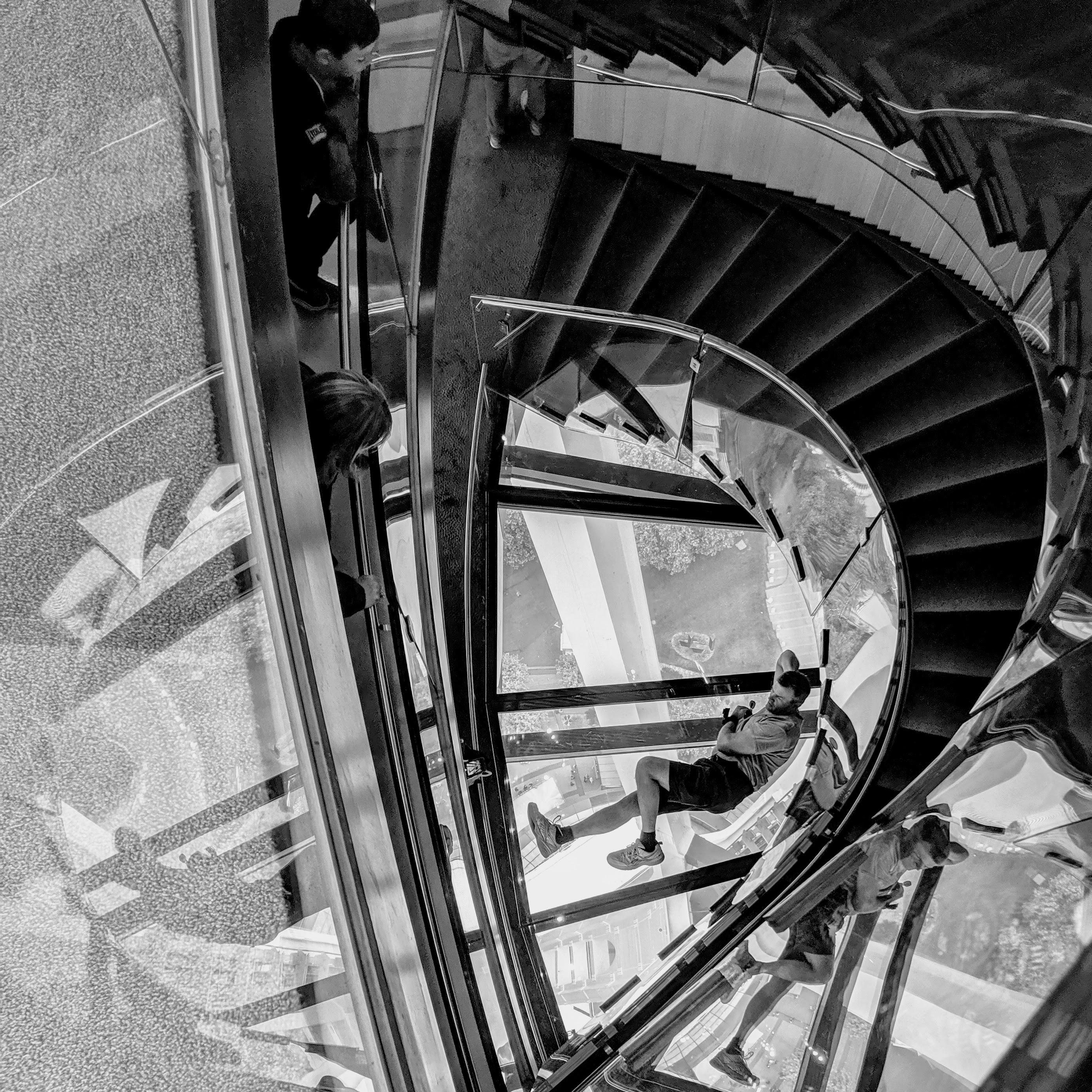 Looking down from within the Space Needle